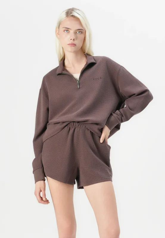 RVCA Glory Waffle Pullover - Bear Brown