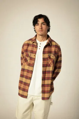 Brixton Bowery Flannel - Curry/Washed Black/Crimson
