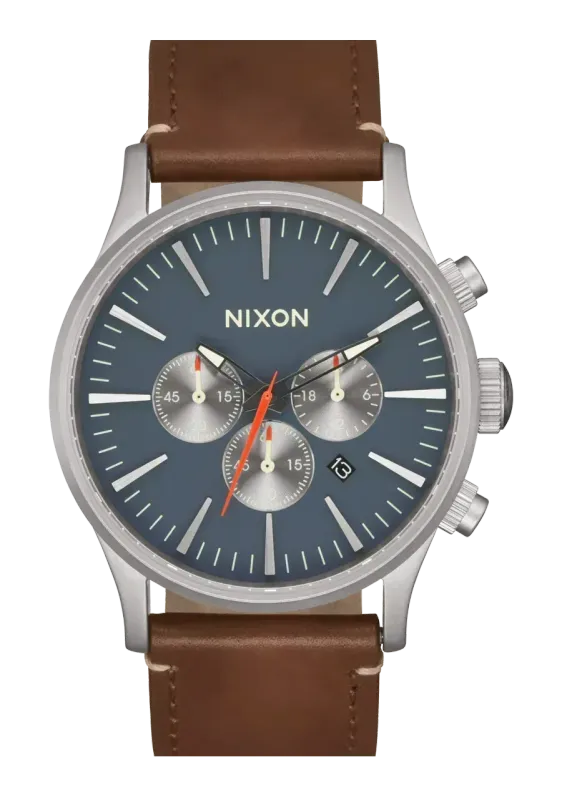 Nixon Sentry Chrono Leather - Light Gunmetal/Basalt