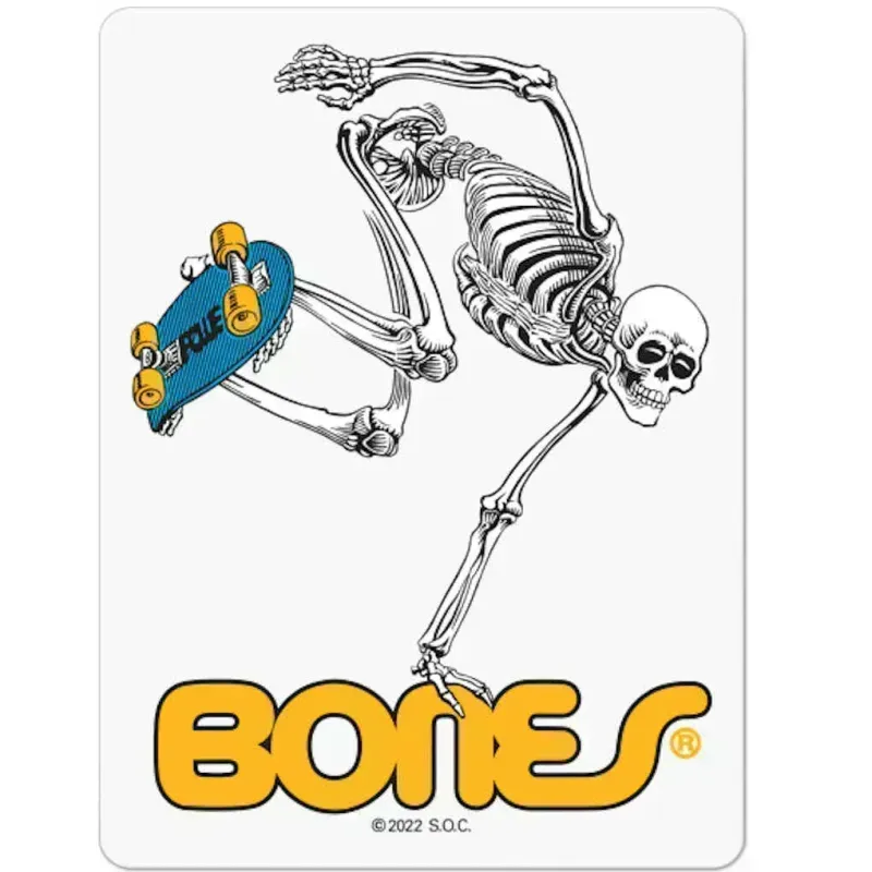 Powell Skateboard Skeleton Clear Sticker