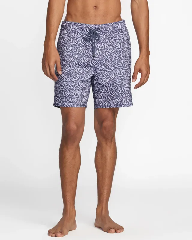 RVCA Barba Roses Elastic Short 17" - Light Blue