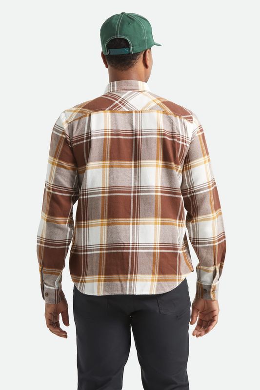 Brixton Bowery Lightweight Flannel - Choc/Off White