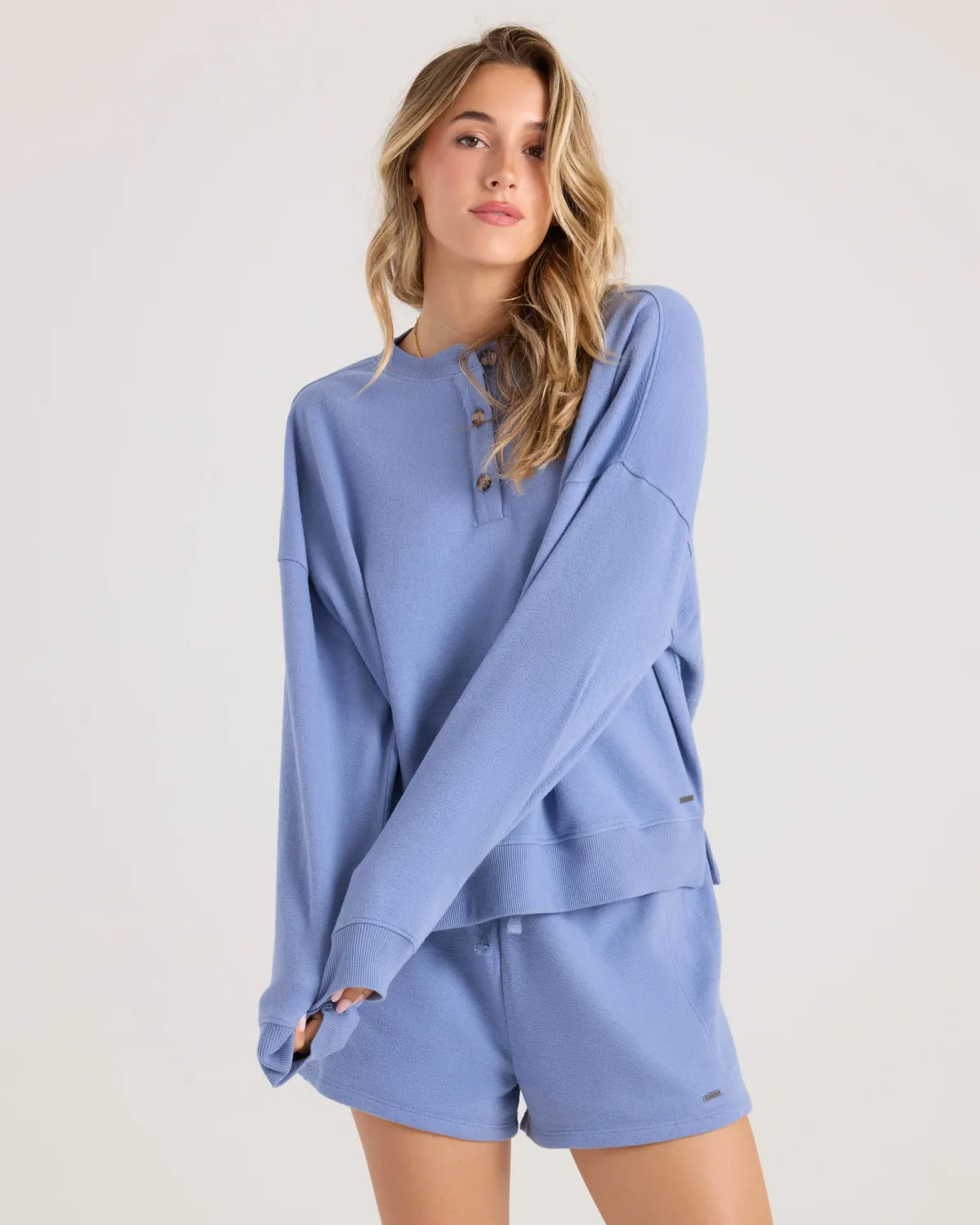 Volcom Lived In Fleece Henley - Horizon Blue