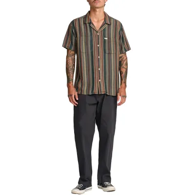 RVCA Exotica Stripe SS Button - Sage Leaf