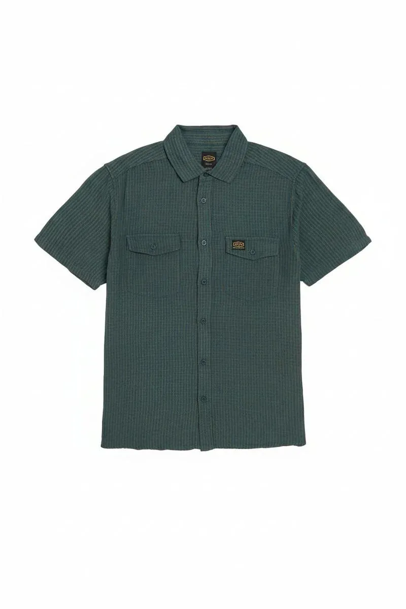 RVCA Dayshift Plaid SS Button - Duck Blue