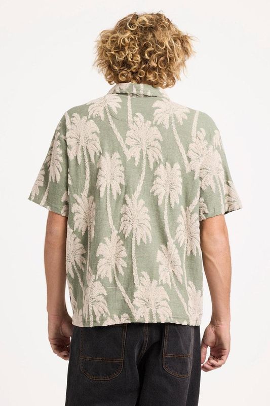 RVCA Palm Fall SS Button - Jade