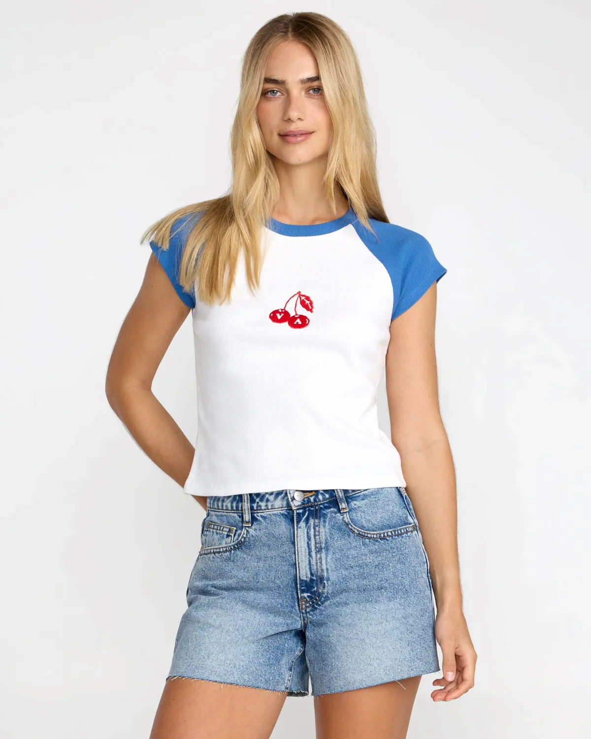 RVCA Roam Raglan Tee - Blue Relic