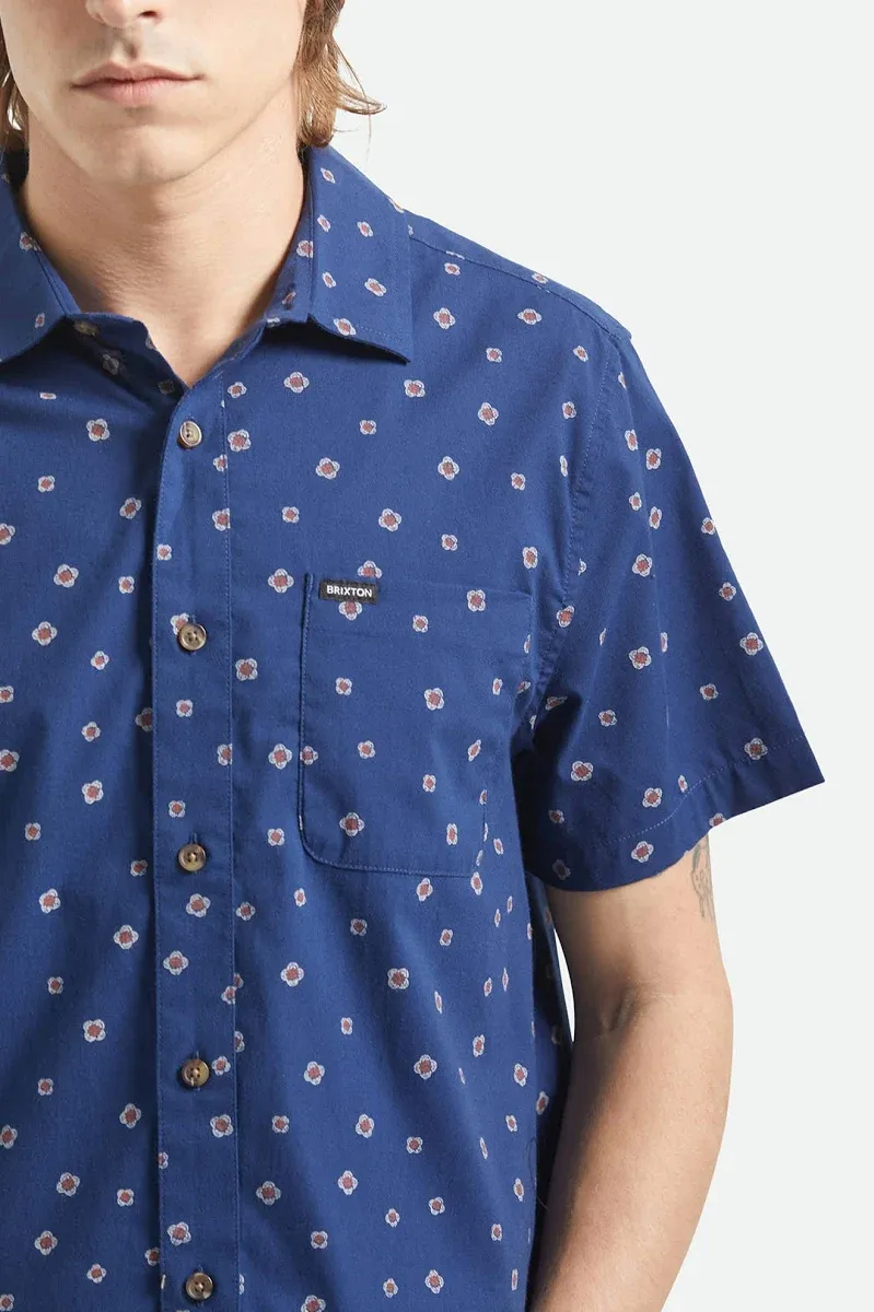 Brixton Charter Print SS Woven - Midnight Blue Geo