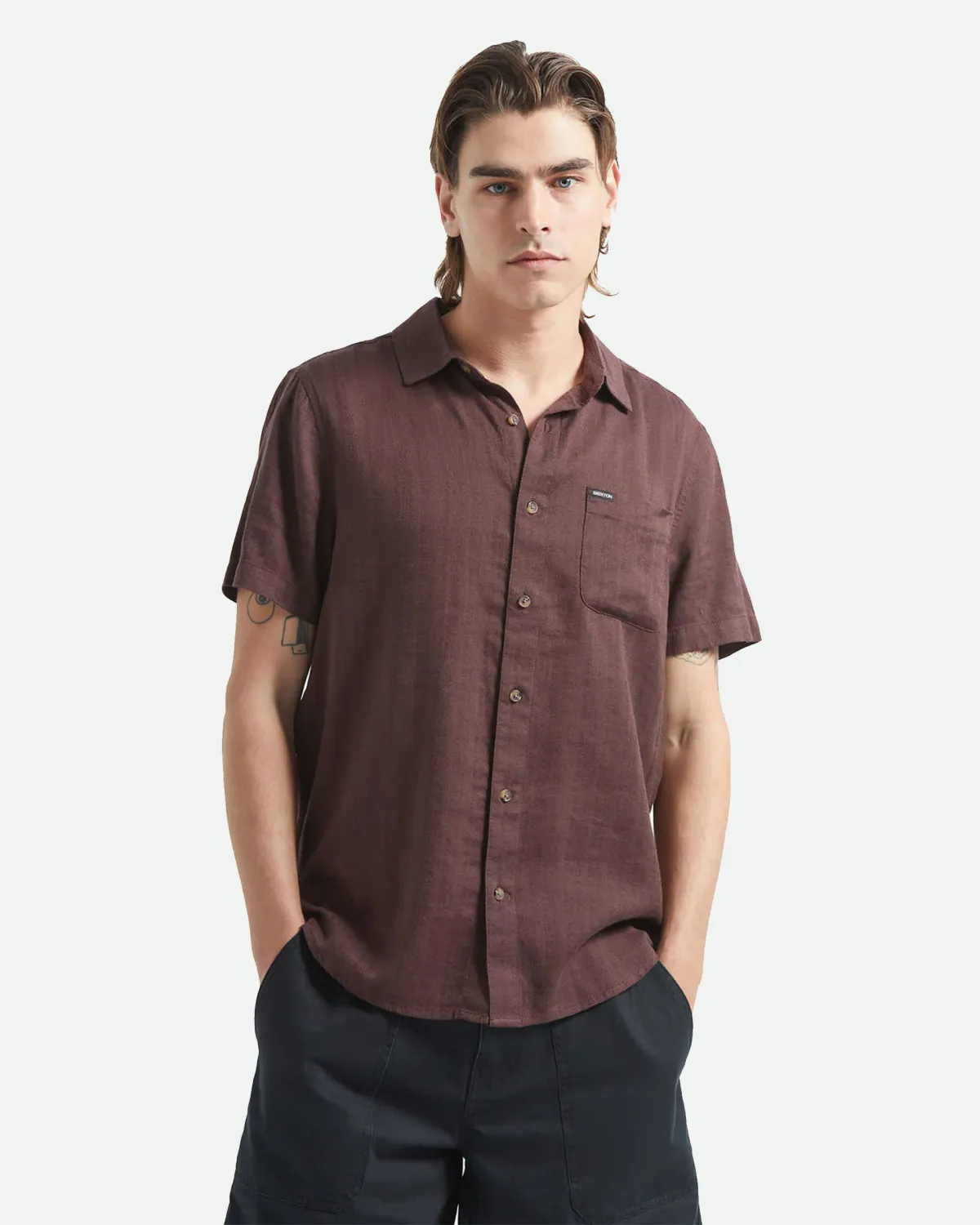 Brixton Charter Slub SS Woven - Chocolate