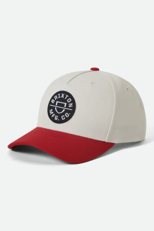 Brixton Crest C Snapback - Off White/Adrenaline Rush