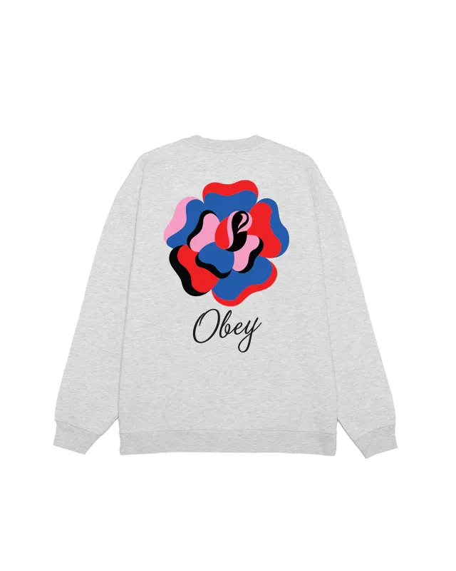 Obey Paper Rose Terry Crew - Heather Grey