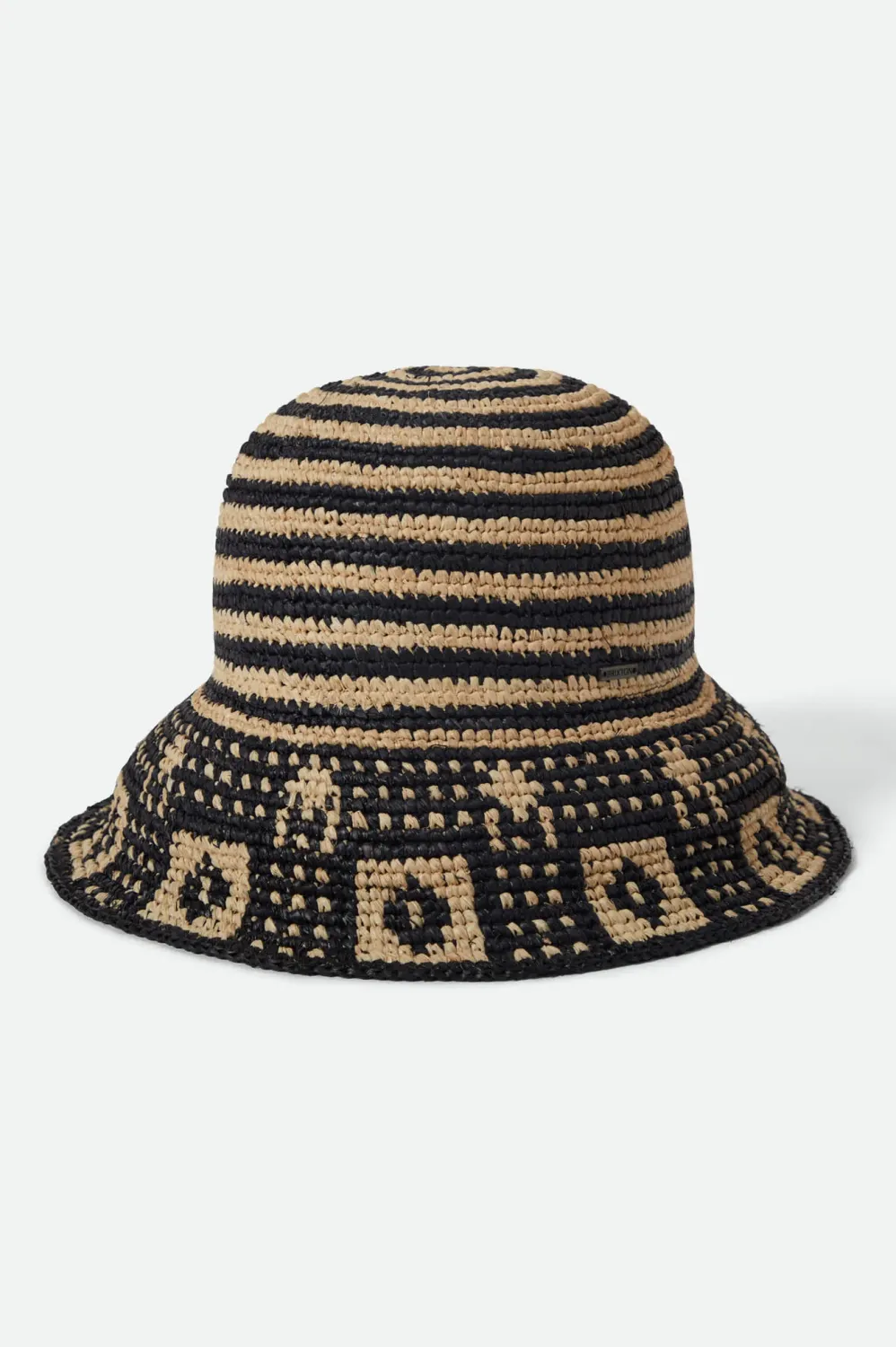 Brixton Redding Packable Straw Bucket Hat - Black/Natural