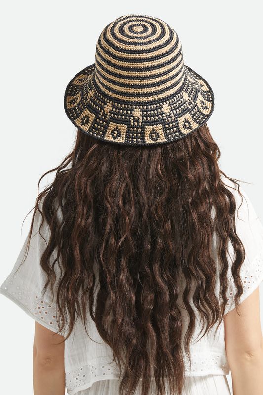 Brixton Redding Packable Straw Bucket Hat - Black/Natural