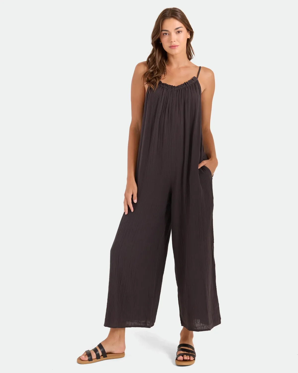 Volcom Ruffle Up Romper - Vintage Black