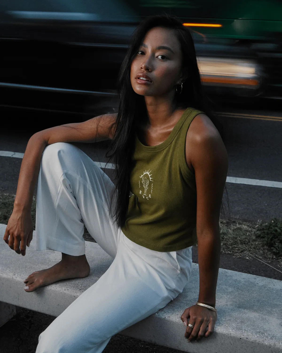 RVCA Mojave Sunrise Tank - Moss