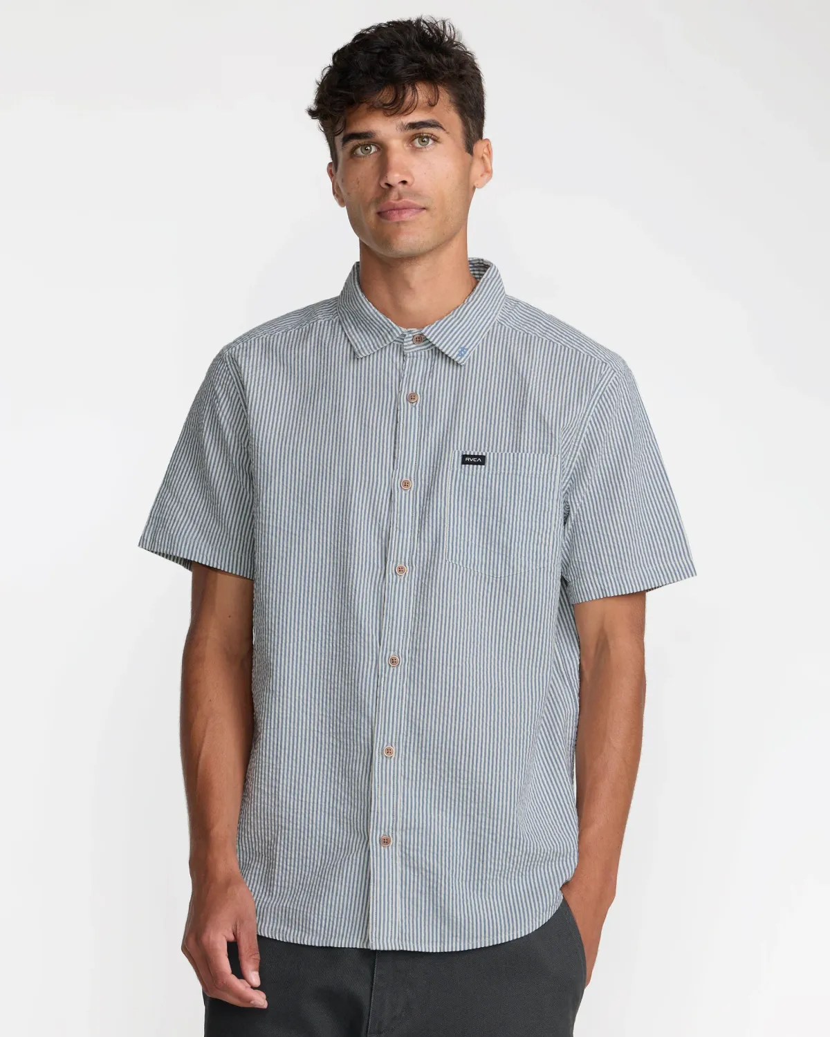 RVCA That'll Do Seersucker Button - Vintage Navy