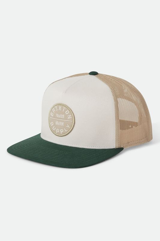 Brixton Oath MP Trucker - Off White/Green/Sand