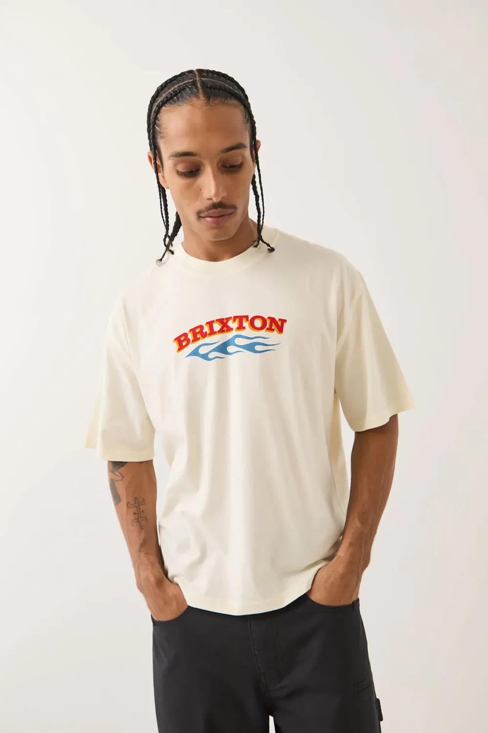 Brixton Clifton Boxed Crop Tee - Cream