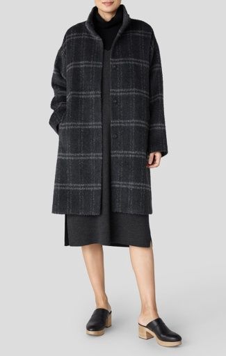 Eileen Fisher - HIGH COLLAR K/L COAT