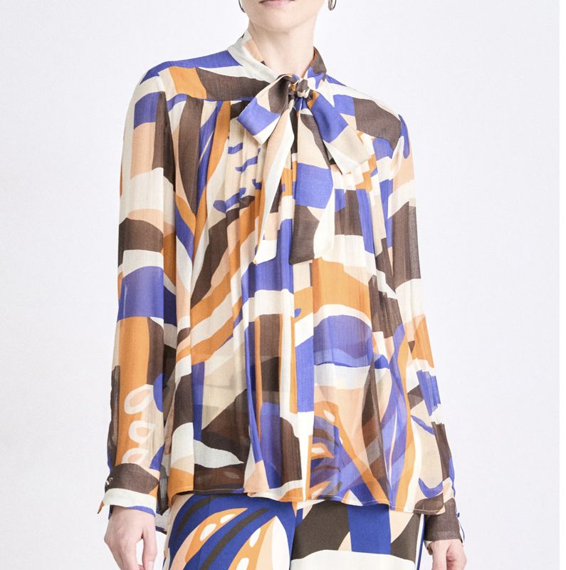 Marc Cain - Tie Collared Blouse Marc Cain - Tie Collared Blouse
