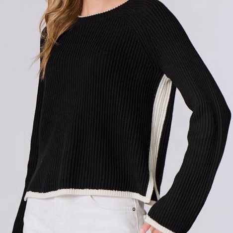 J Society- Black/Ivory Tipped Crew