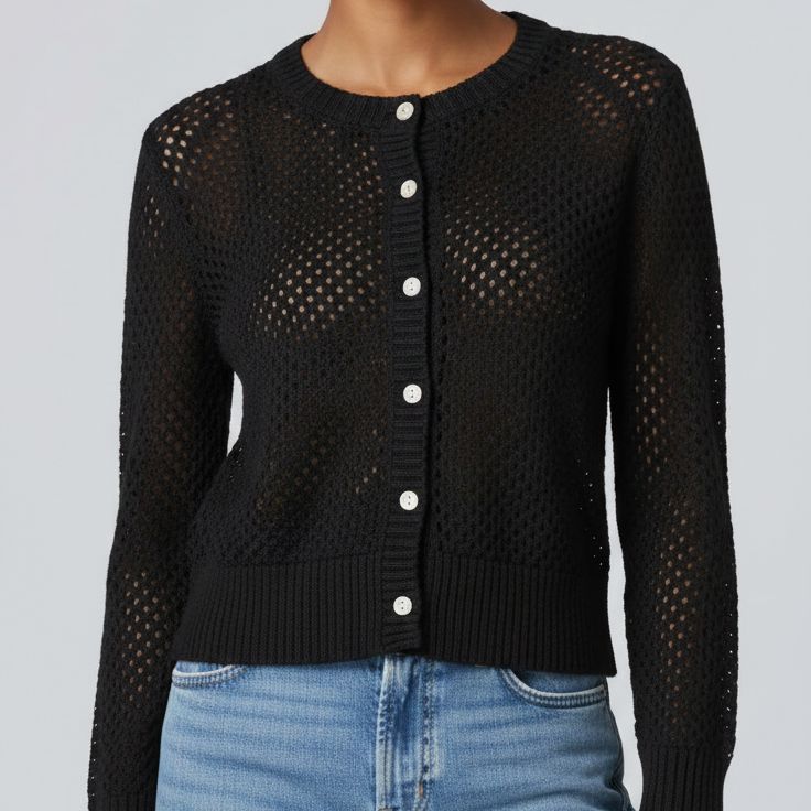 J Society- Black Open Knit Cardigan J Society- Black Open Knit Cardigan