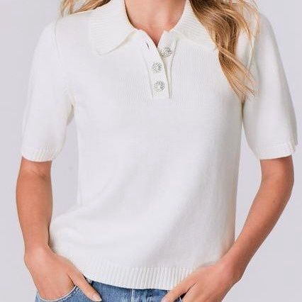 J.Society - Vanilla Crystal Button Shirt