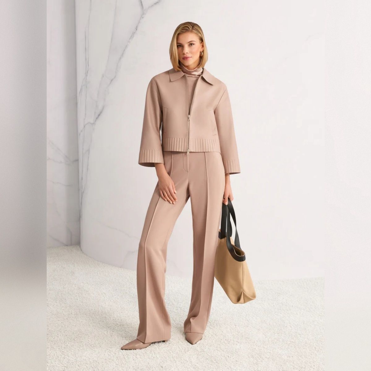 Marc Cain- Neutral Affinity Tan Outdoor Jacket Marc Cain- Neutral Affinity Tan Outdoor Jacket