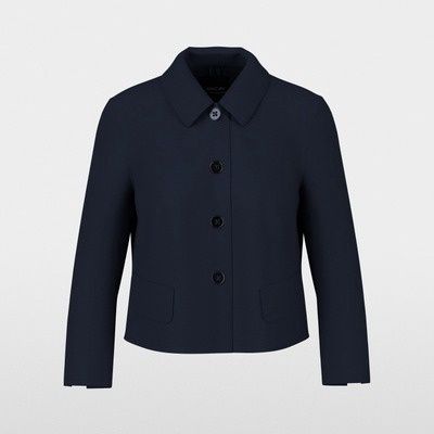 Marc Cain Short Jacket with Kent Collar Marc Cain Short Jacket with Kent Collar, Color: Blue, Size: 4