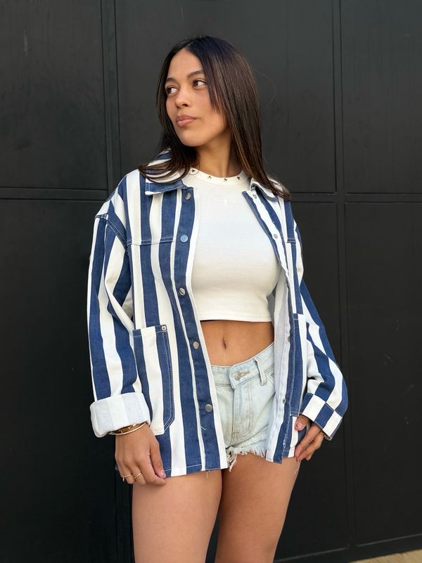 Casaca a rayas | azul &amp; rosa