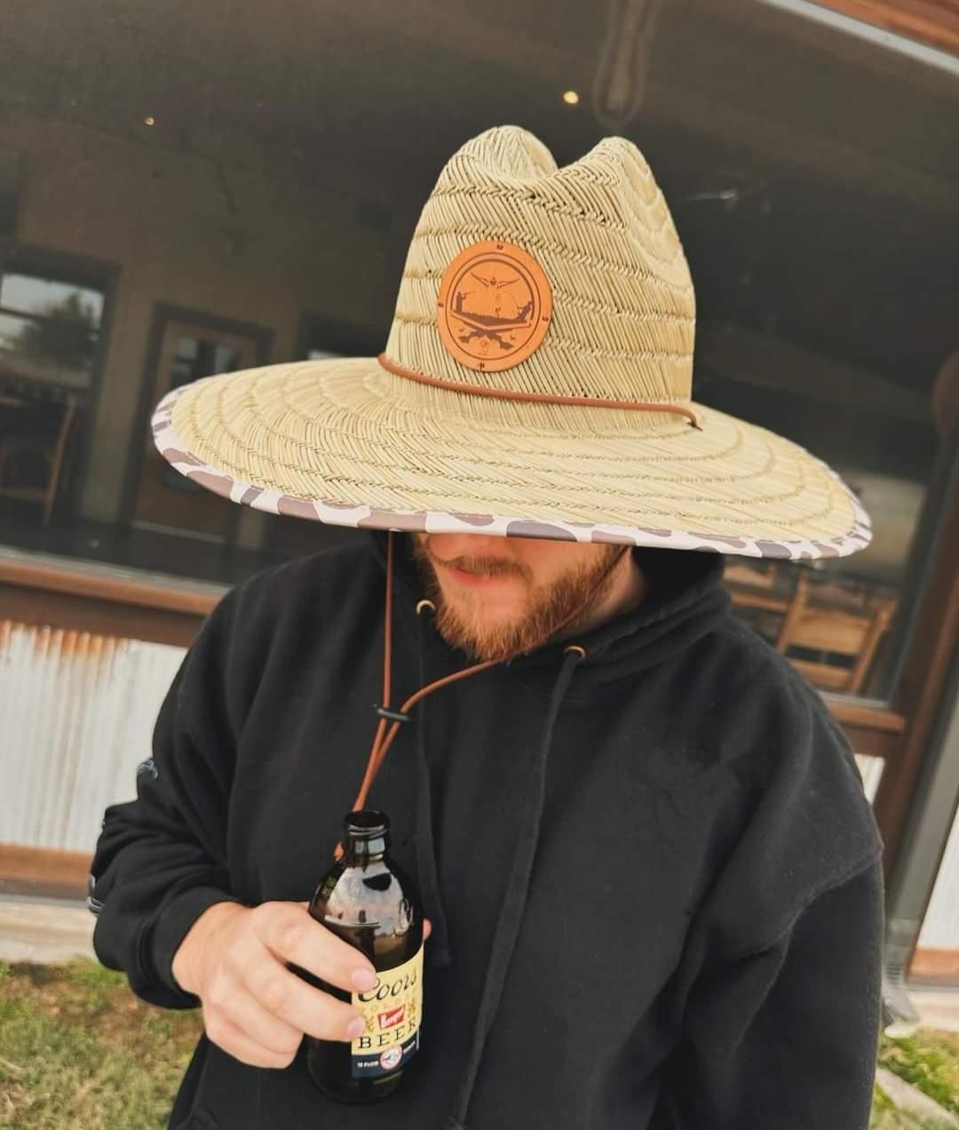 Leather Patch Straw Hat