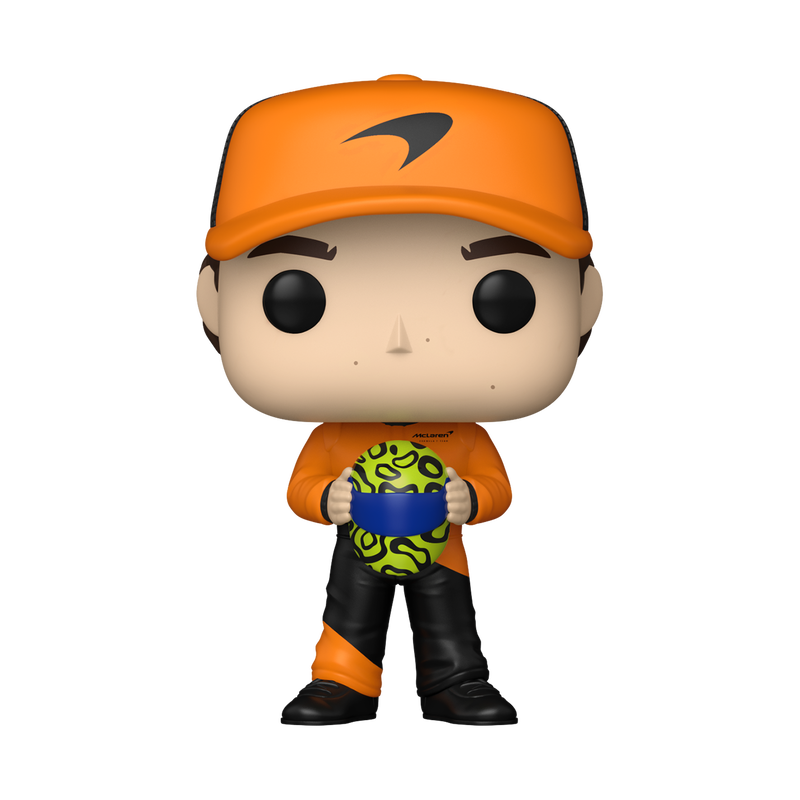 Funko Pop Lando Norris sosteniendo Casco