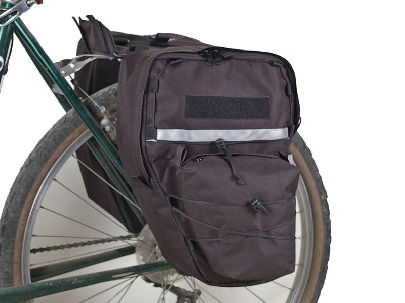 Bushwhacker Cimmaron Black - Bicycle Pannier w/Reflective Trim Cycling Rack Bag Bike Rear Pack Frame Accessories Grocery