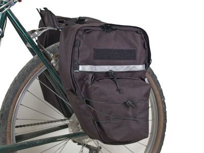 Bushwhacker Cimmaron Black - Bicycle Pannier w/Reflective Trim Cycling Rack Bag Bike Rear Pack Frame Accessories Grocery