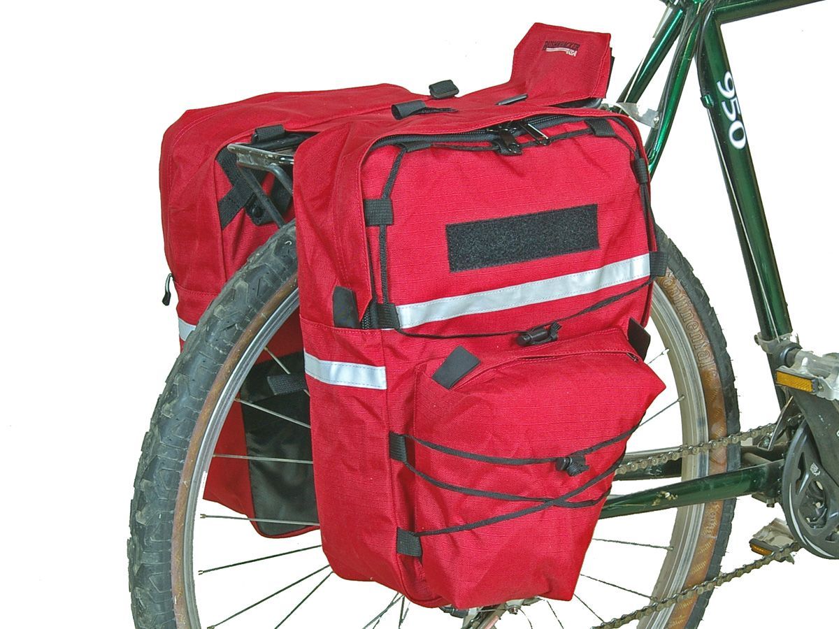 Bushwhacker Cimmaron RED - Bicycle Pannier w/Reflective Trim Cycling Rack Bag Bike Rear Pack Frame Accessories Grocery