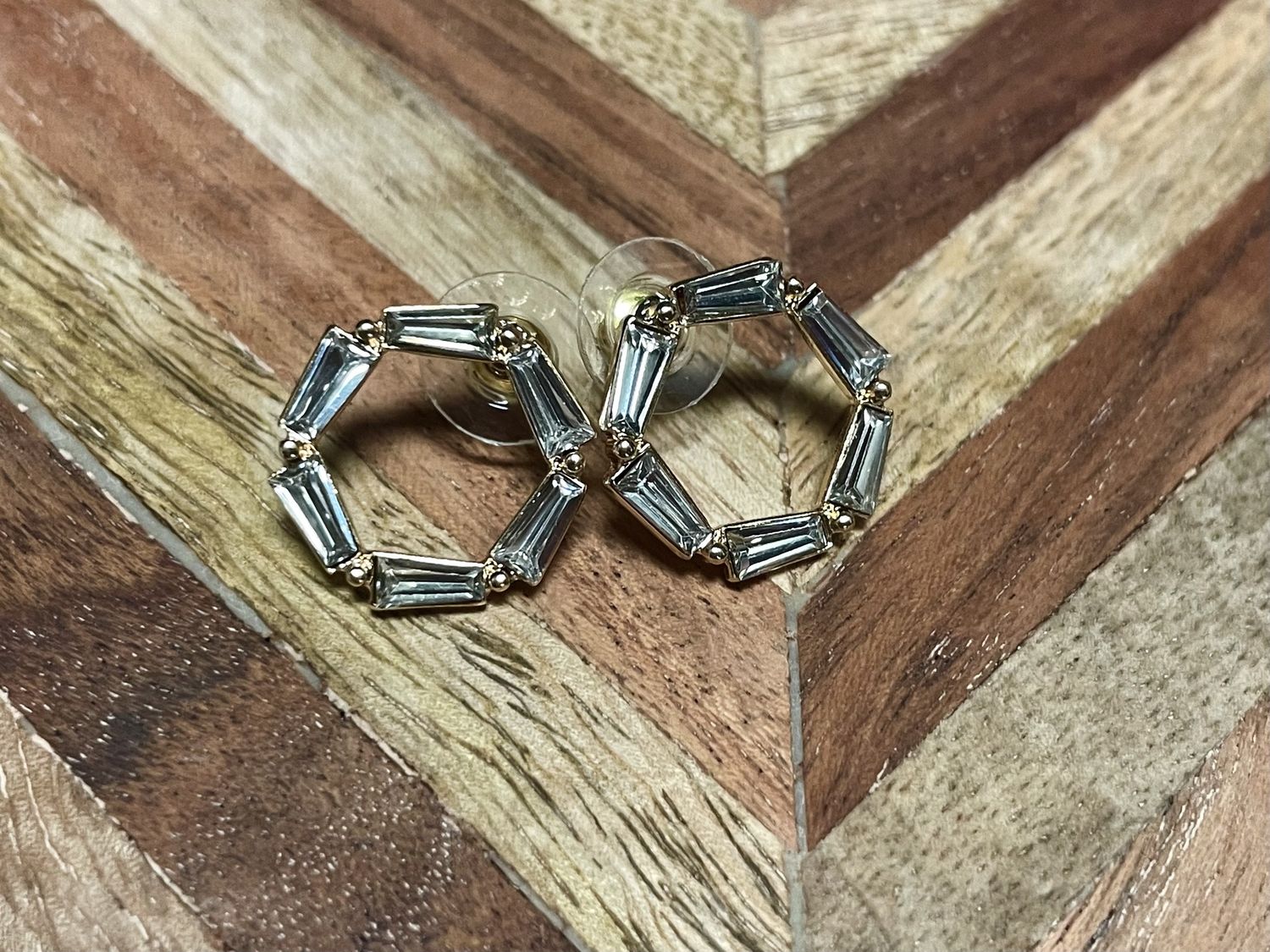 Heptagon Bead Earrings Gold/Clear