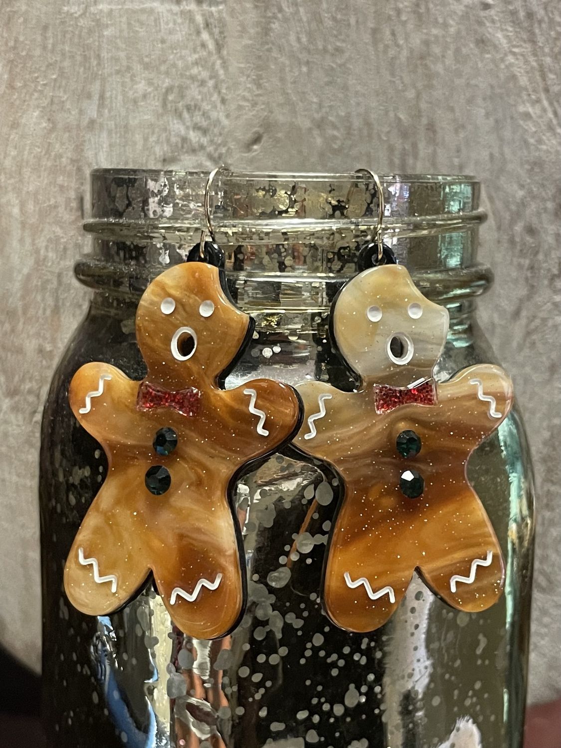 Sparkly Gingerbread Dangle Earrings