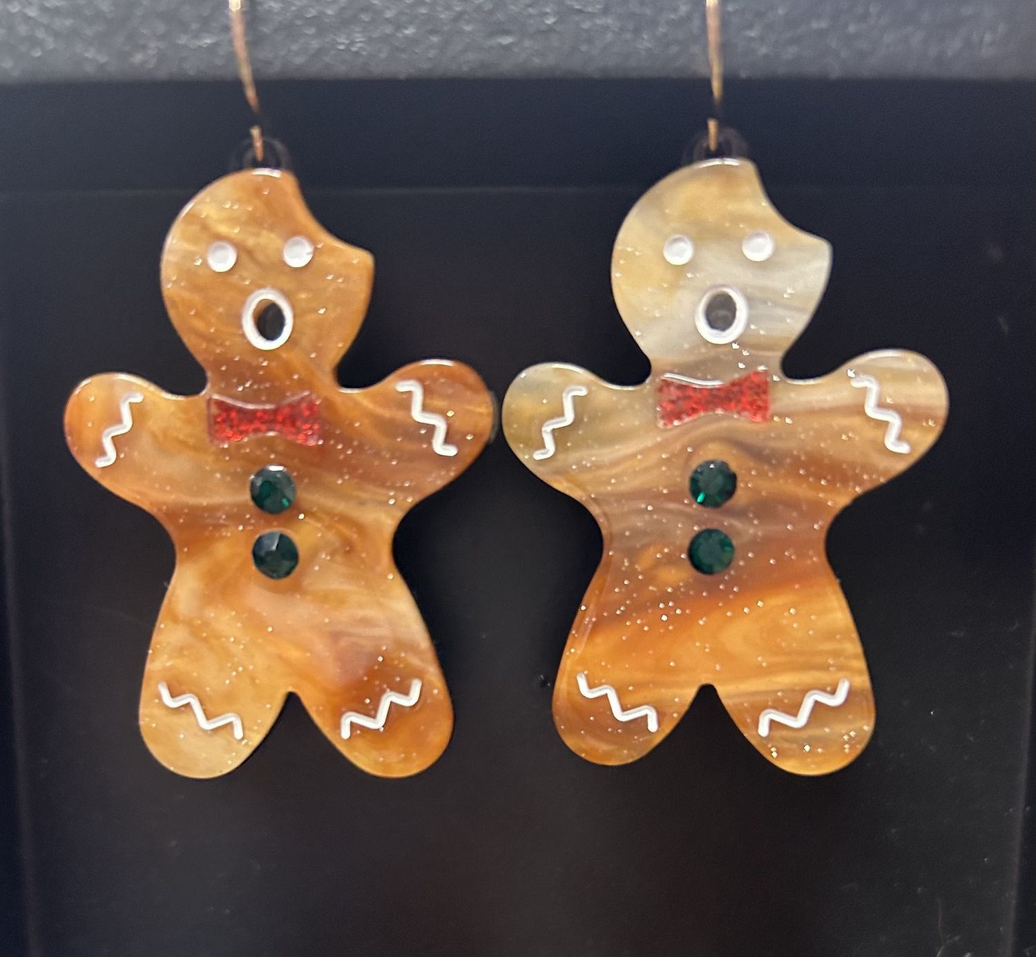 Sparkly Gingerbread Dangle Earrings