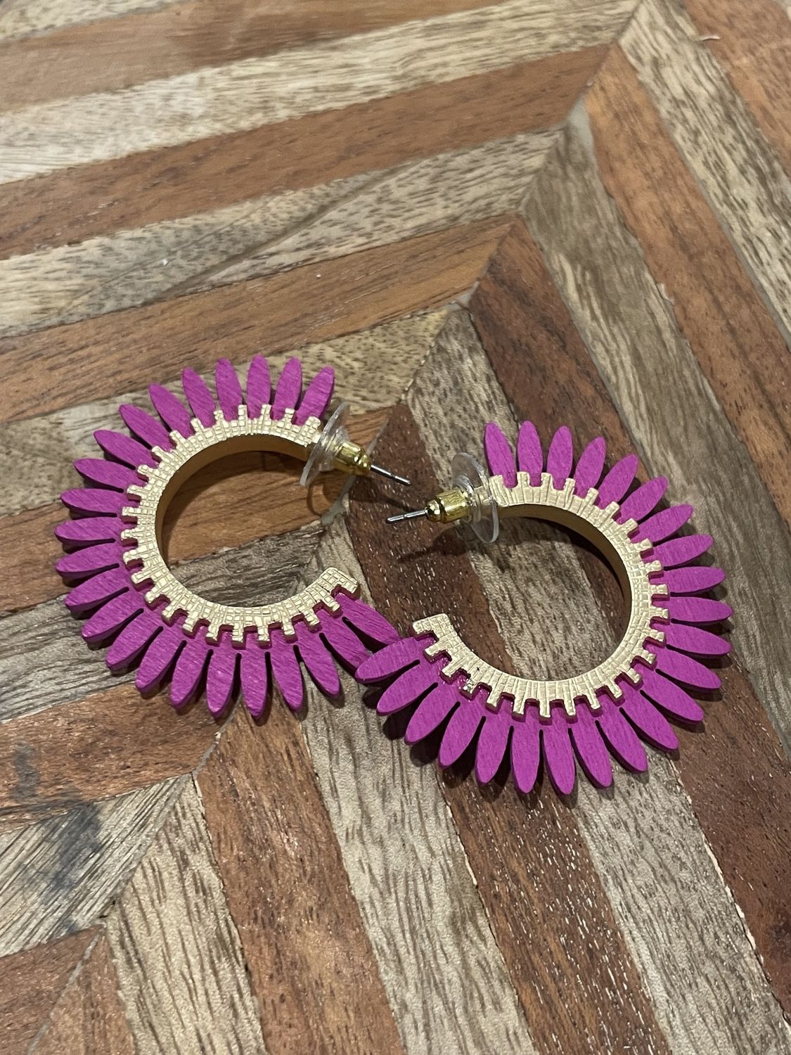 Flower Shape Wood &amp; Metal Hoops
