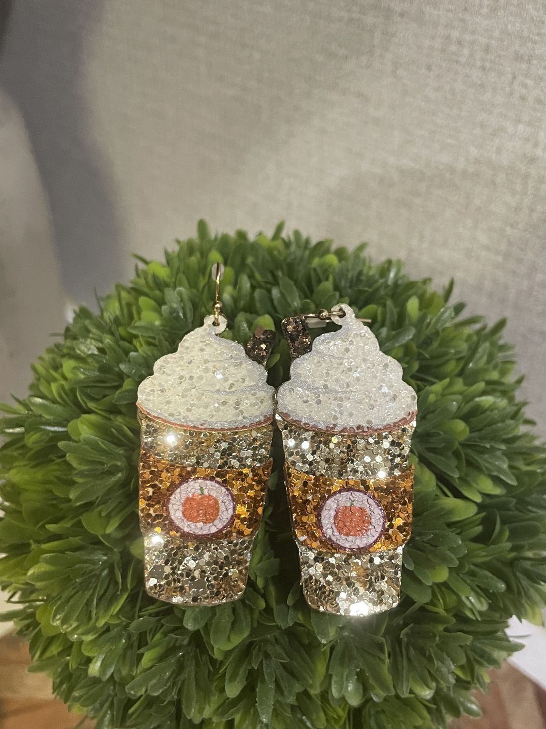 Pumpkin Latte Glitter Dangle Earrings