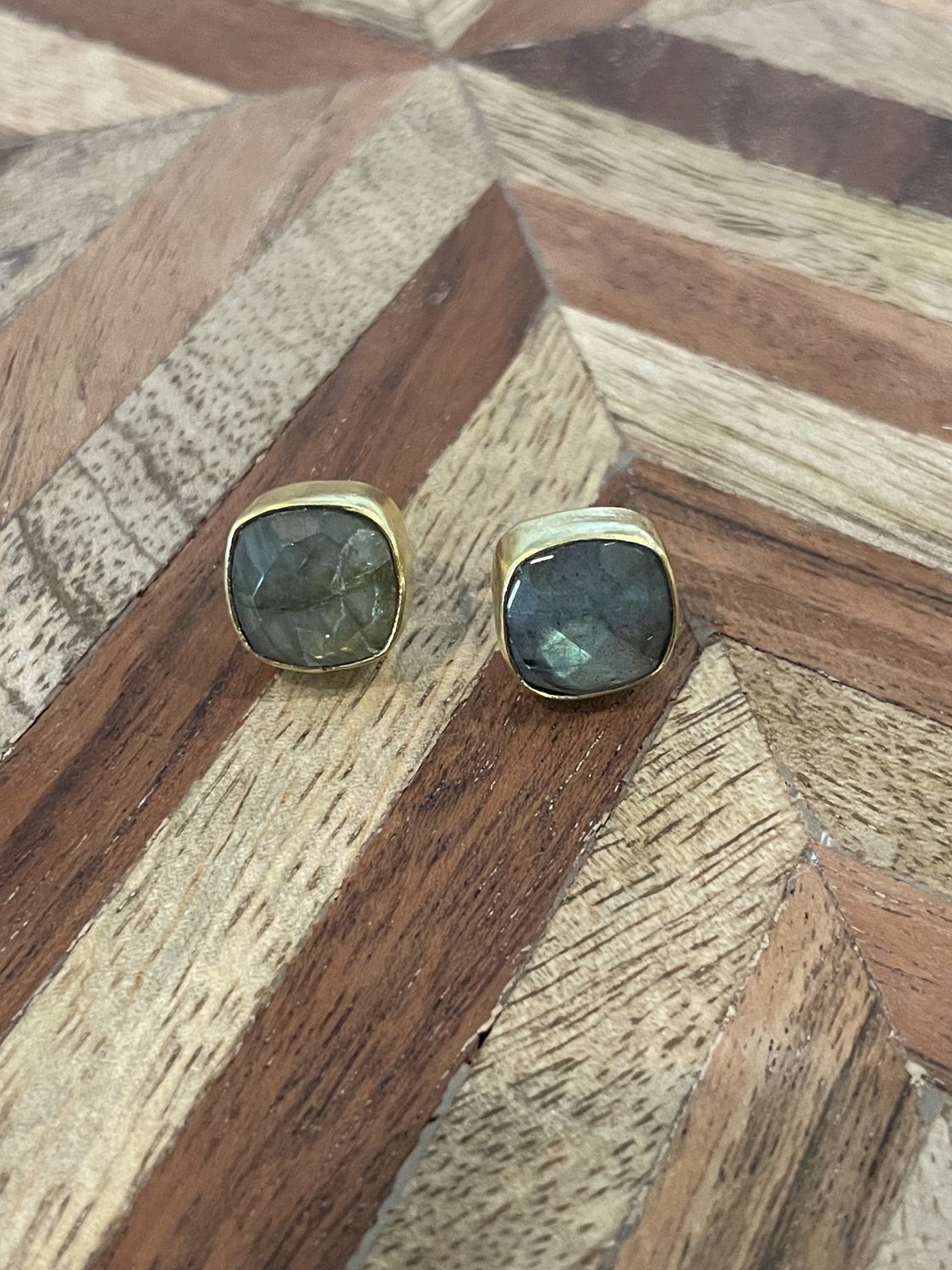 Square Grey Stud Earrings