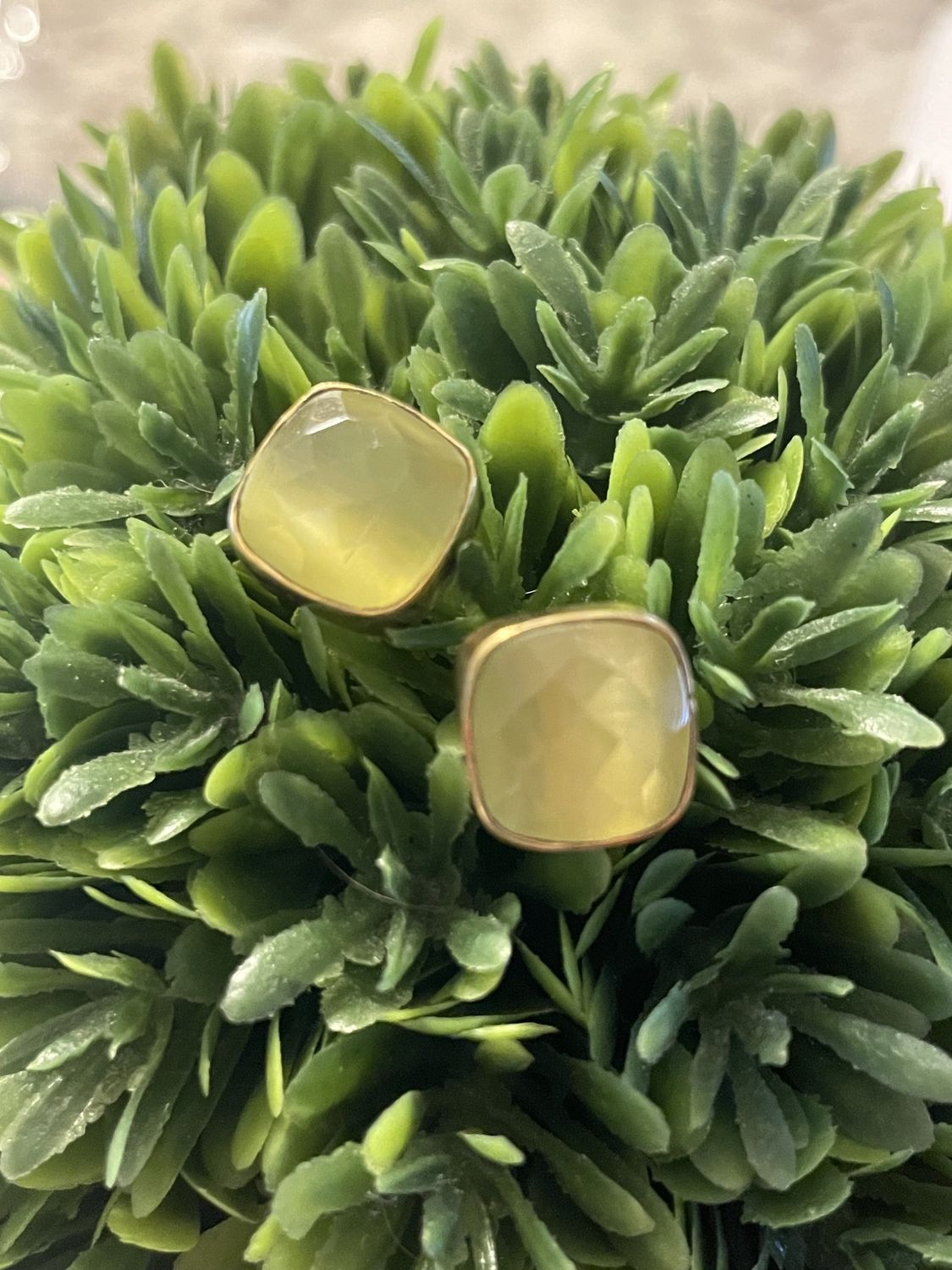 Square Lime Green Stud Earrings