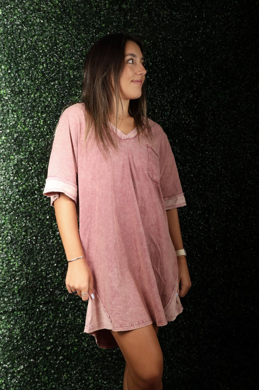 Red Crystal Wash  T-Shirt Dress