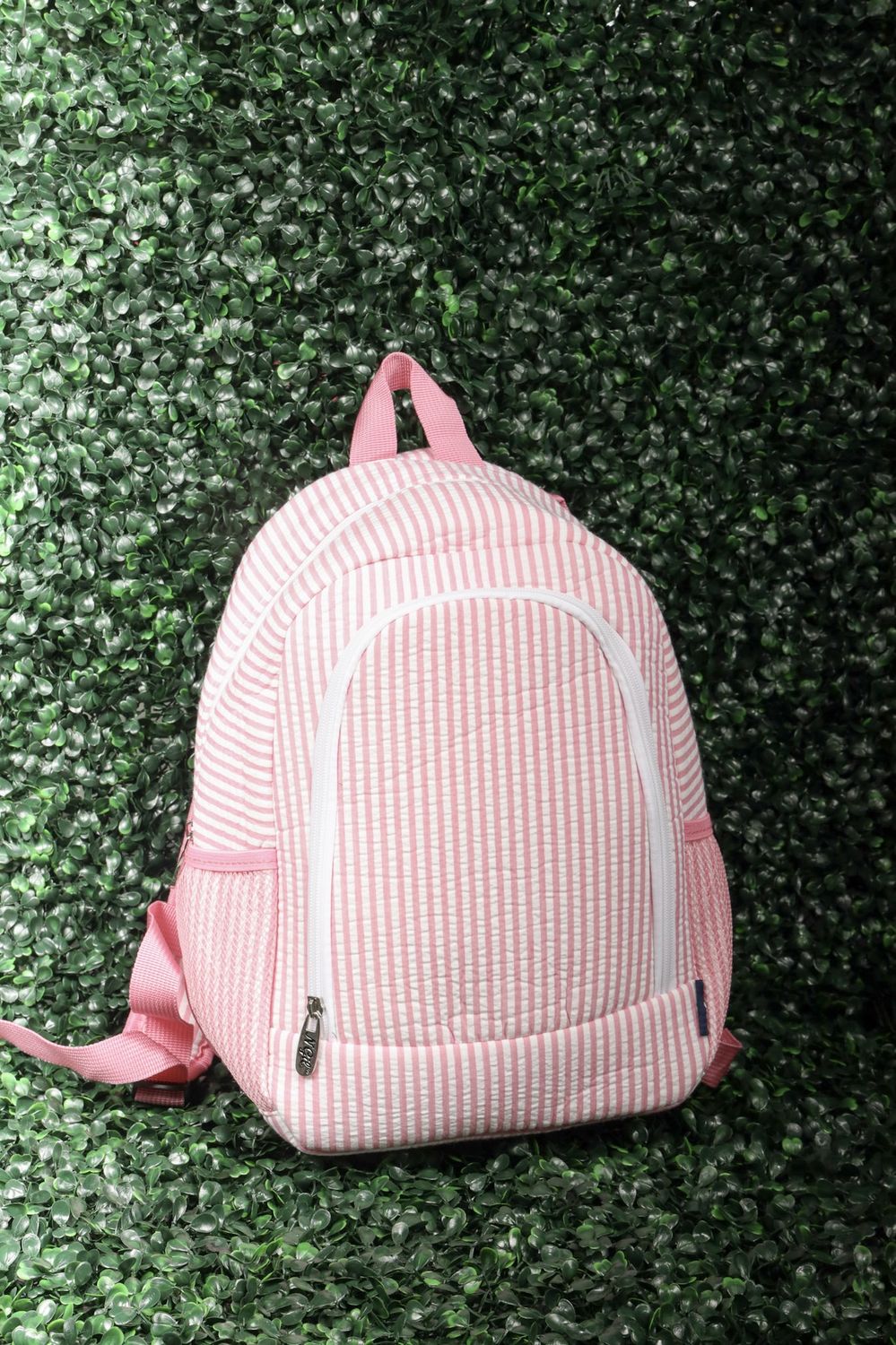 Pink Seersucker Backpack