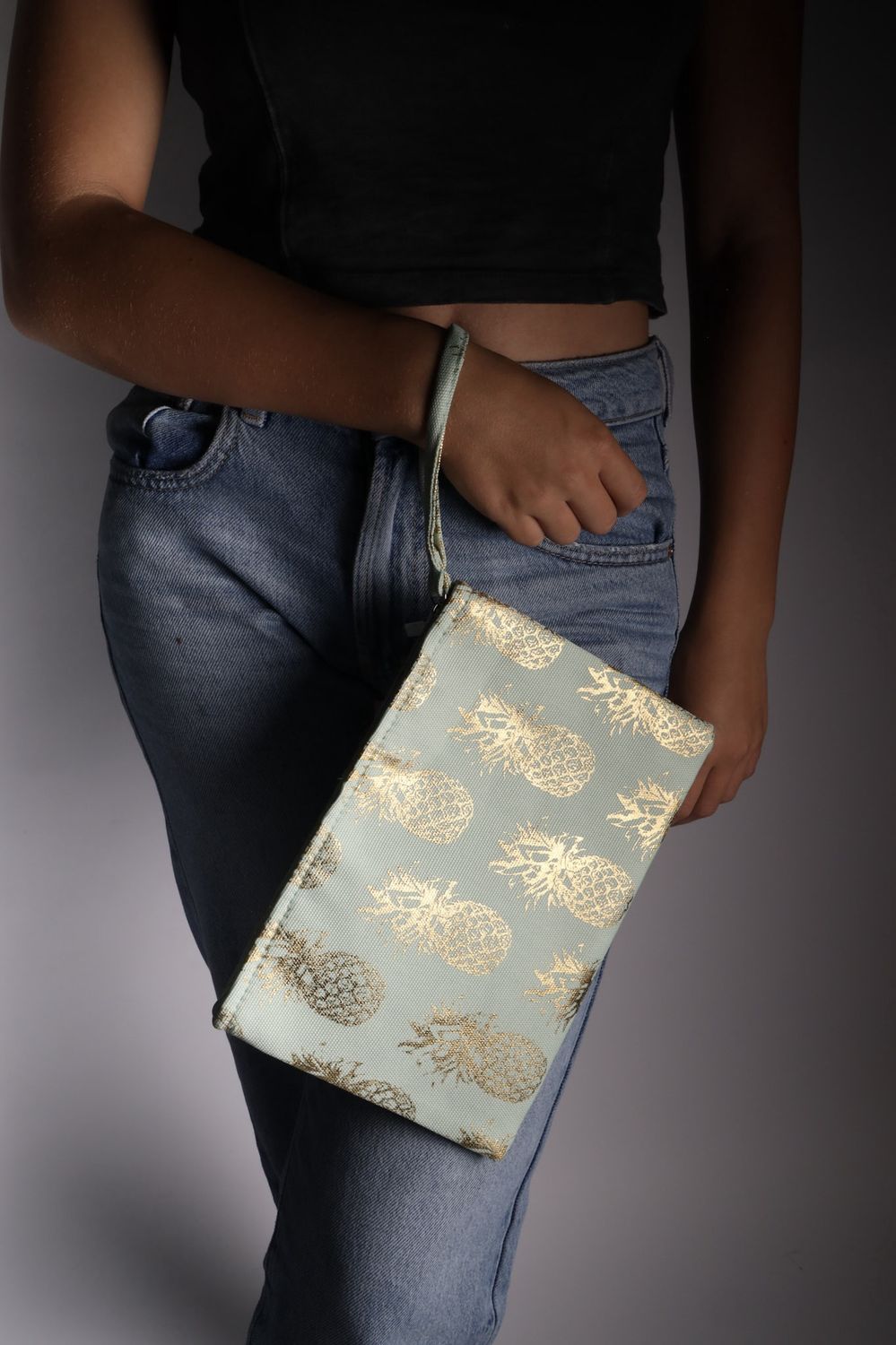 Gold Foil Pineapple Pouch/Make-up Bag