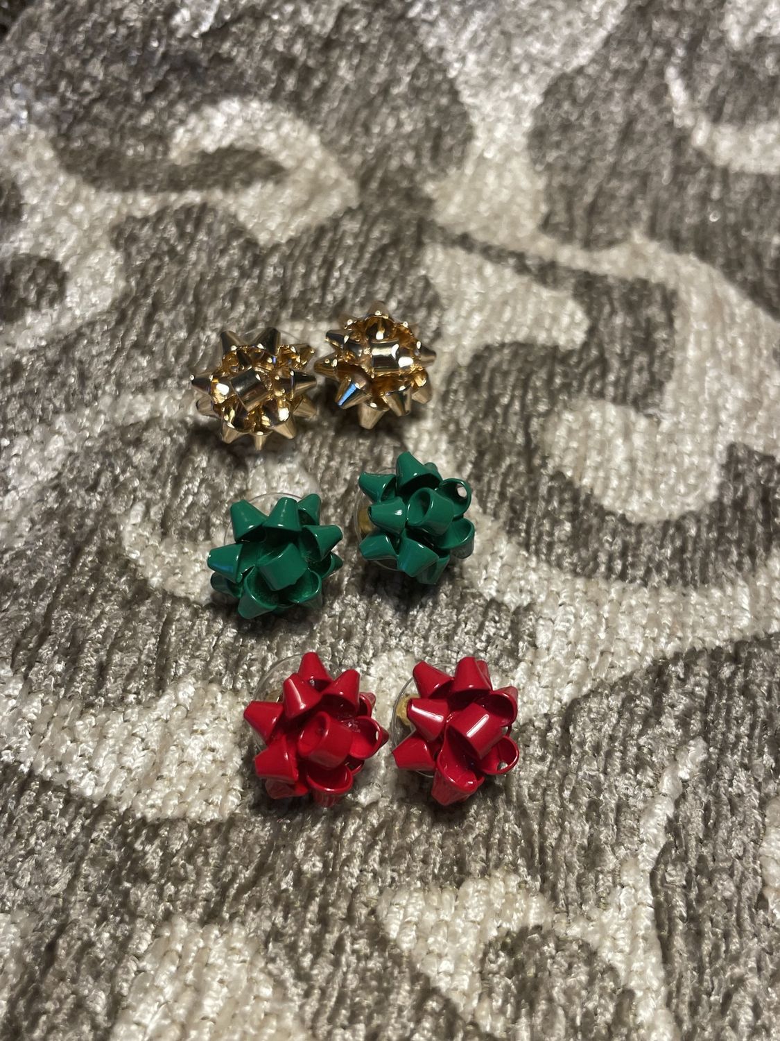 3 Piece Christmas Bow Stud Earrings