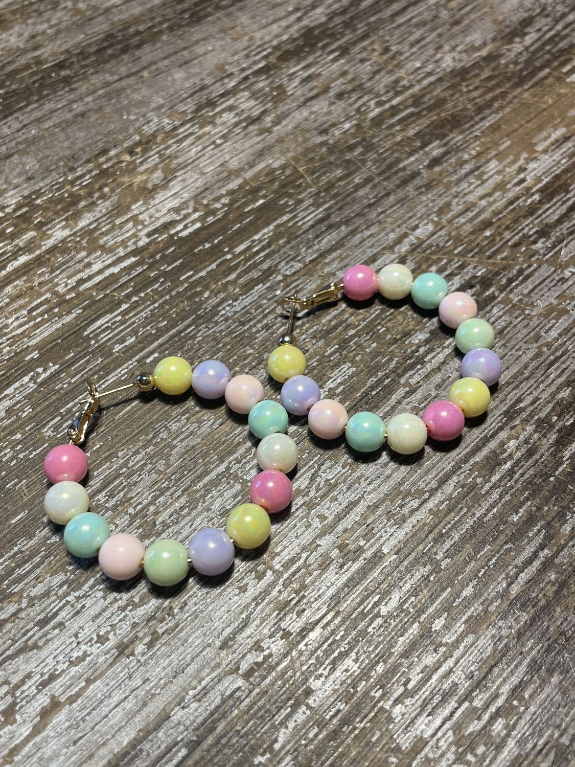 Pastel Beaded 40 mm Hoop Earrings