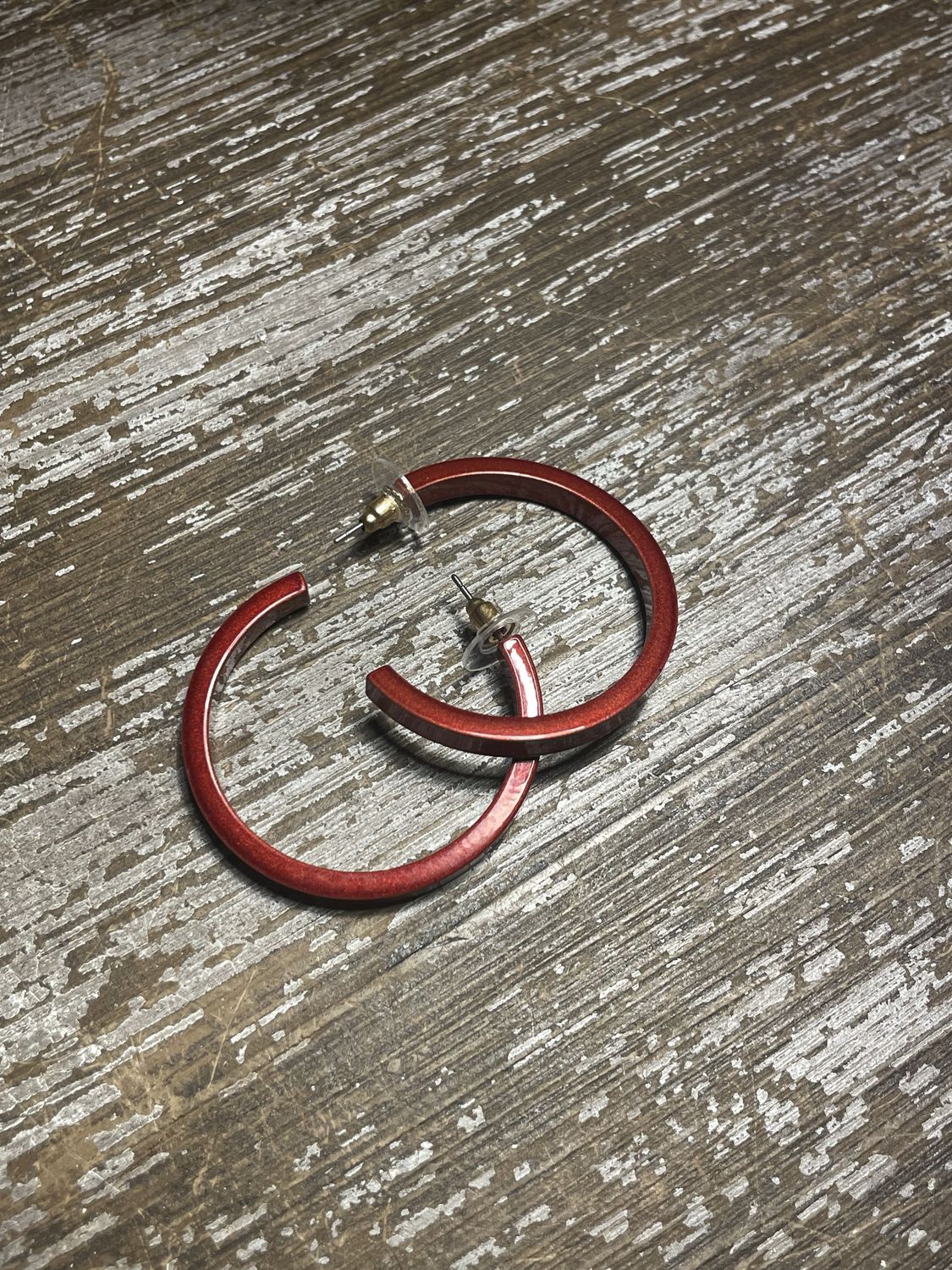Burgundy Thin Hoop Earrings
