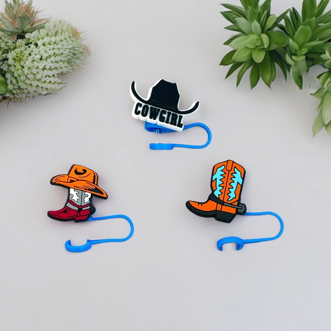 Set Of 3 &#39;Cowgirl&#39; Straw Toppers