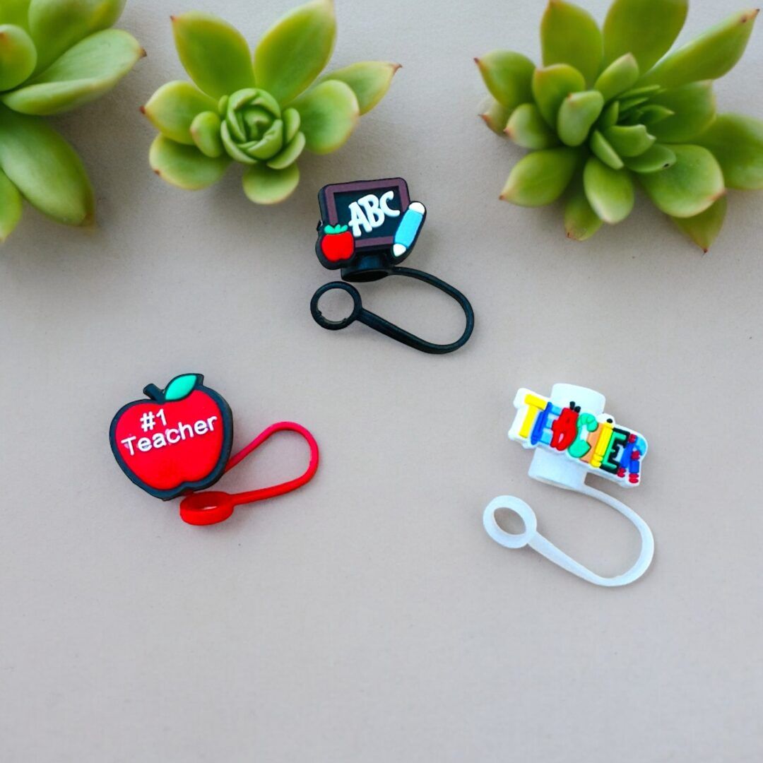 Set of 3 Teacher Themed Straw Toppers